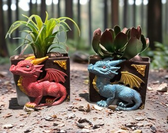 Vaso de Dragão, Vaso Fantástico para Suculentas, Suporte Fofo para Plantas em Formato de Dragão, Mini Vaso Decorativo, Presente Divertido para Jardim, Decoração para Plantas de Interior