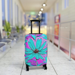 Vibrant Floral Luggage Cover, Travel Accessory, Suitcase Protector, Spring Travel Gift, Boho Design for Jet Setters