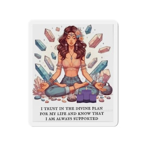 Meditation Reminder Die-Cut Magnet, Inspirational Home Decor, Spiritual Gift, Chakra Magnet, Mindfulness Fridge Magnet
