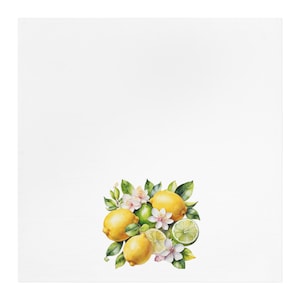 Lemon Floral Tea Towel, Kitchen Decor, Gift for Foodies, Summer Cooking, Handmade Kitchen Towel, Lemon Lover Gift