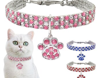 Fashion Luxury Female Pet Dogs Collar Bling Rhinestone Pearl Necklace For Cats 