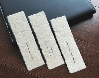 Custom Handmade Paper Bookmark, Typewriter Quotes