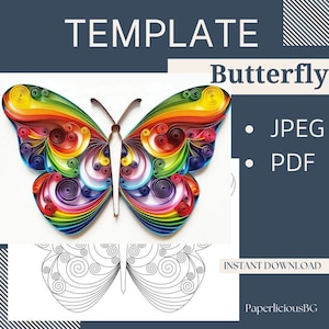 Template for Quilling Butterfly, Quilling pattern, Quilling Template easy instructions, Quilling template, Beginner Pattern and template