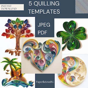 5 Quilling Templates for begginers, Quilling pattern, Quilling Template easy instructions, Quilling cat template, Pattern and template