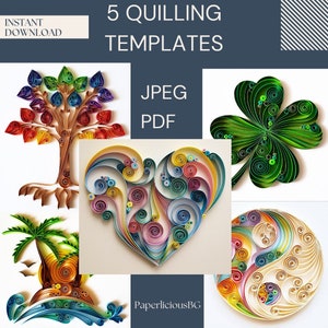 5 Quilling-Vorlagen für Anfänger, Quilling-Muster, Quilling-Vorlage einfache Anleitung, Quilling-Katzenvorlage, Muster und Vorlage