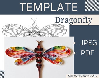 Template for Quilling Dragonfly, Quilling pattern, Quilling Template easy instructions, Quilling template, Beginner Pattern and template