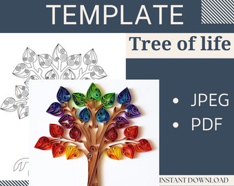 Template for Quilled Tree of life, Quilling pattern, Quilling Template easy instructions, Quilling template, Beginner Pattern and template