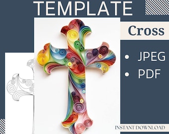 Template for Quilling Cross, Quilling pattern, Quilling Template easy instructions, Quilling template cross, Beginner Pattern and template