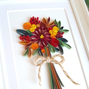 Quilled Autumn Bouquet, Autumn Decor, Fall decoration, Autumn wall art, Happy Thanksgiving gift, Happy birthday gift, paper anniversary image 6