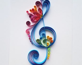Treble Clef Wall Art, Wall Decor, Treble Clef Paper Art, Treble Clef Gift, Music Decor, Music Art, Music Gift, Gift for Musician, Quilling