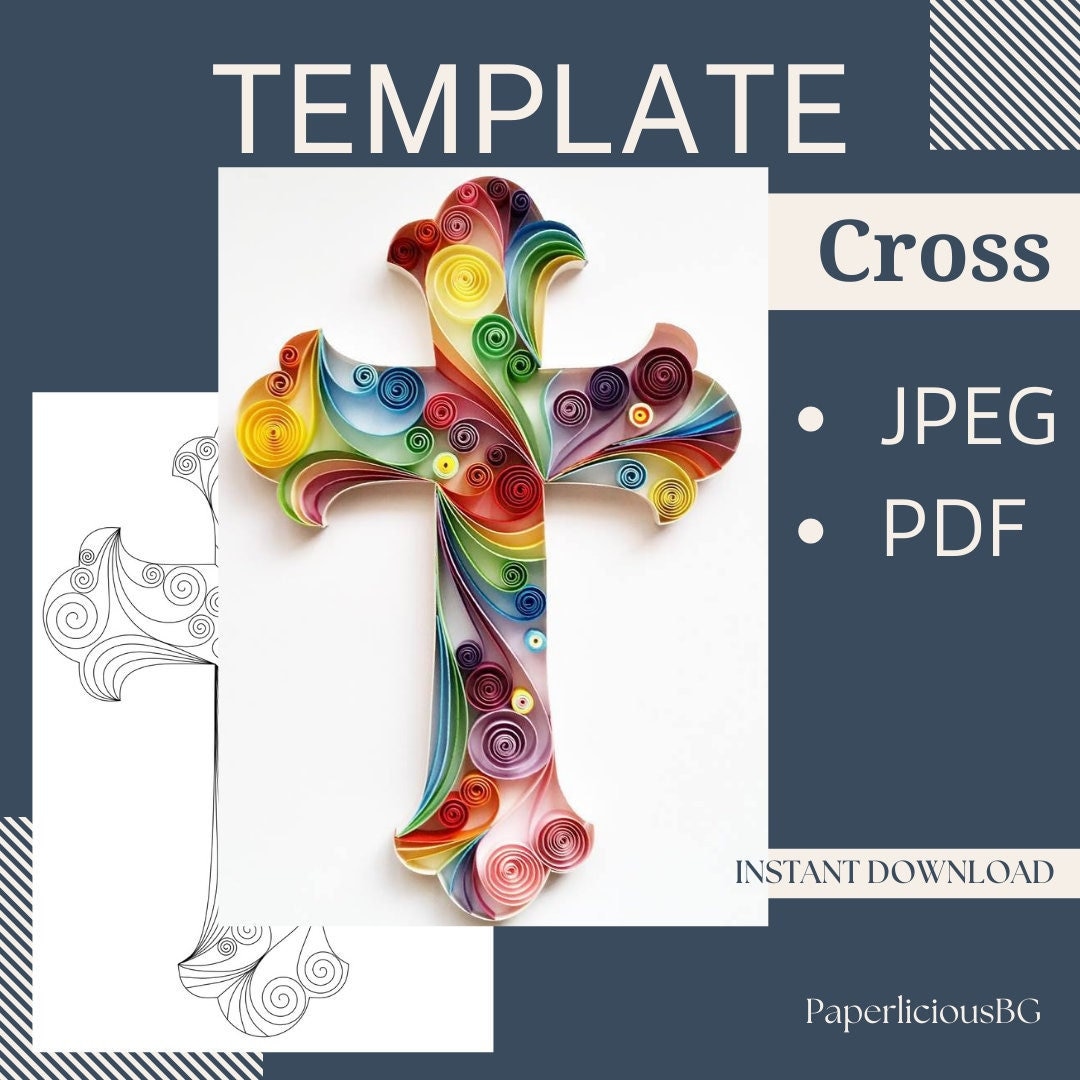 Template for Quilling Cross, Quilling Pattern, Quilling Template Easy