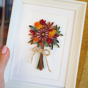 Quilled Autumn Bouquet, Autumn Decor, Fall decoration, Autumn wall art, Happy Thanksgiving gift, Happy birthday gift, paper anniversary image 2