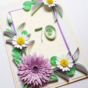 70th Birthday Card, Handmade Birthday Card, Floral 70th Birthday Card, 40th, 50th, 60th, 70th Birthday Card, Birthday Card, Mom Birthday