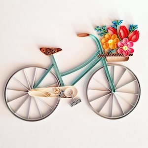 Bicycle Wall Art, Bike, Bicycle, Bicycle with flowers, Mother's Day, Birthday, Wall Art, Wall Decor, Bicycle lovers, home decor, Quilling