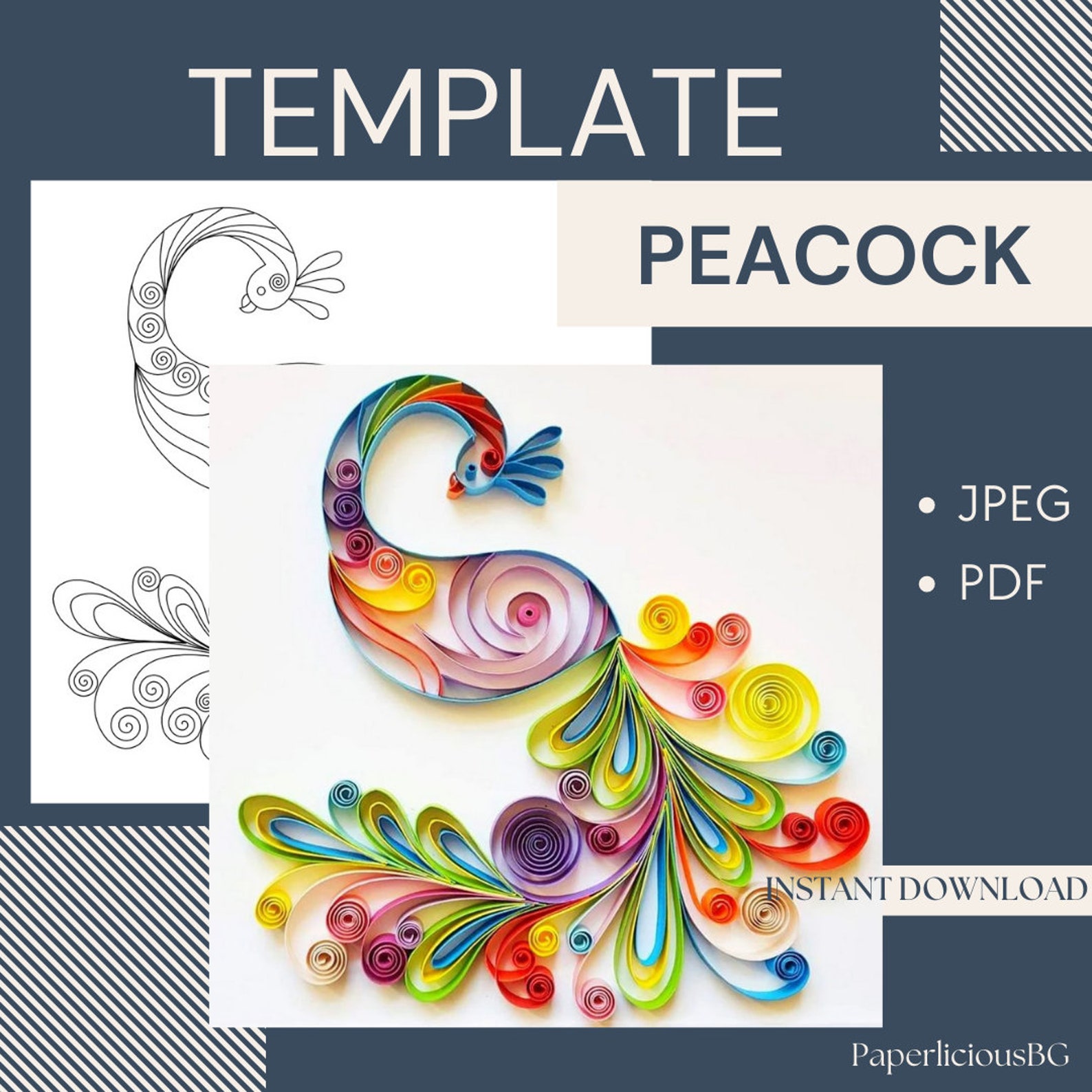 Template for Quilling Peacock Quilling Pattern Quilling Etsy Template for Quilling Peacock Quilling Pattern Quilling Etsy