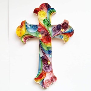 Arte de pared con cruz, arte original en papel, arte en filigrana, arte en papel, decoración de pared, decoración del hogar, regalo único para mamá, regalo para el Día de la Madre
