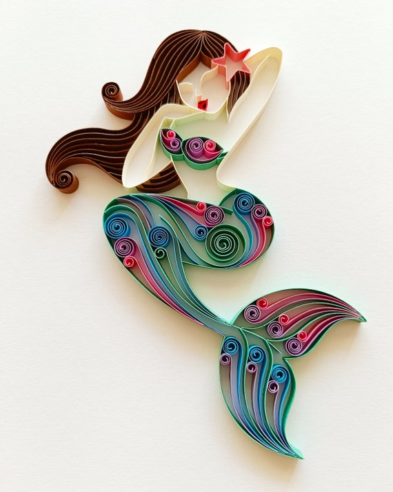 Quilling Paper Wall Art, Paper Art, Mermaid, Home Decor, Wall Decor, Gift,  Birthday Gift, Gifts for Mom, Wedding, Handmade, Crafts, Diy Dec 