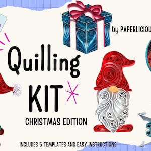 Quilling Kit für Anfänger, Quilling DIY kit, 5 Quilling Vorlagen, Bastelset, Kunsthandwerk DIY Kit, einfache Anleitung, Weihnachtsgeschenk