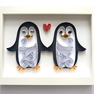 Regalo di anniversario di carta, regalo del primo anniversario, primo anniversario di matrimonio, un anno insieme, amore dei pinguini, regalo di anniversario per coppia