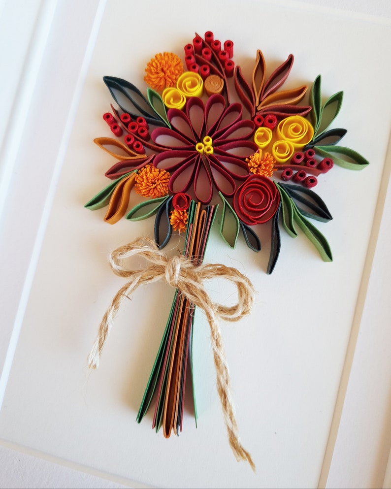 Quilled Autumn Bouquet, Autumn Decor, Fall decoration, Autumn wall art, Happy Thanksgiving gift, Happy birthday gift, paper anniversary image 5