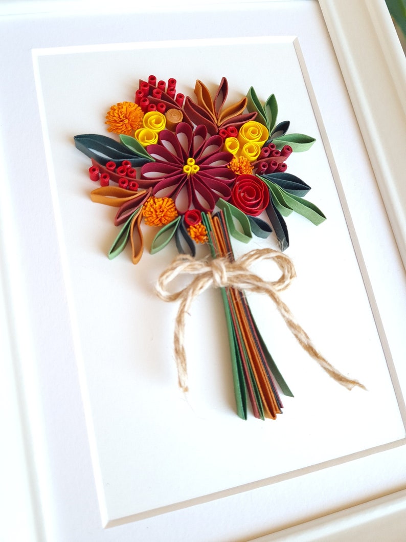 Quilled Autumn Bouquet, Autumn Decor, Fall decoration, Autumn wall art, Happy Thanksgiving gift, Happy birthday gift, paper anniversary image 6