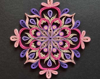 Colorful Mandala Wall Art, Original Paper Art, Yoga Wall Decor, Boho Decor, Yoga Wall Art, Quilling Paper Art, Yoga Birthday Gift Idea