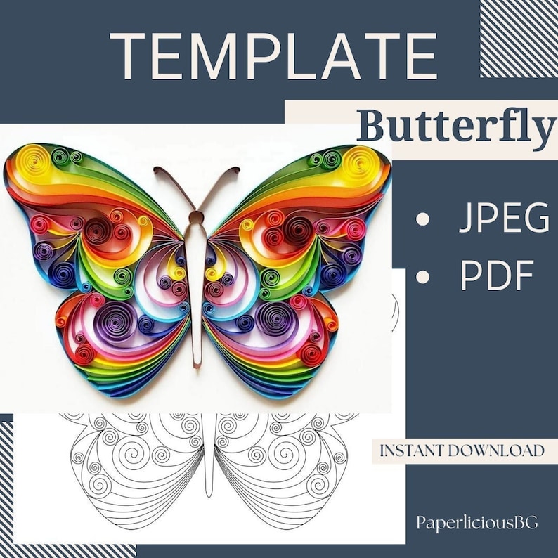 Template for Quilling Butterfly Quilling Pattern Quilling Etsy Template for Quilling Butterfly Quilling Pattern Quilling Etsy