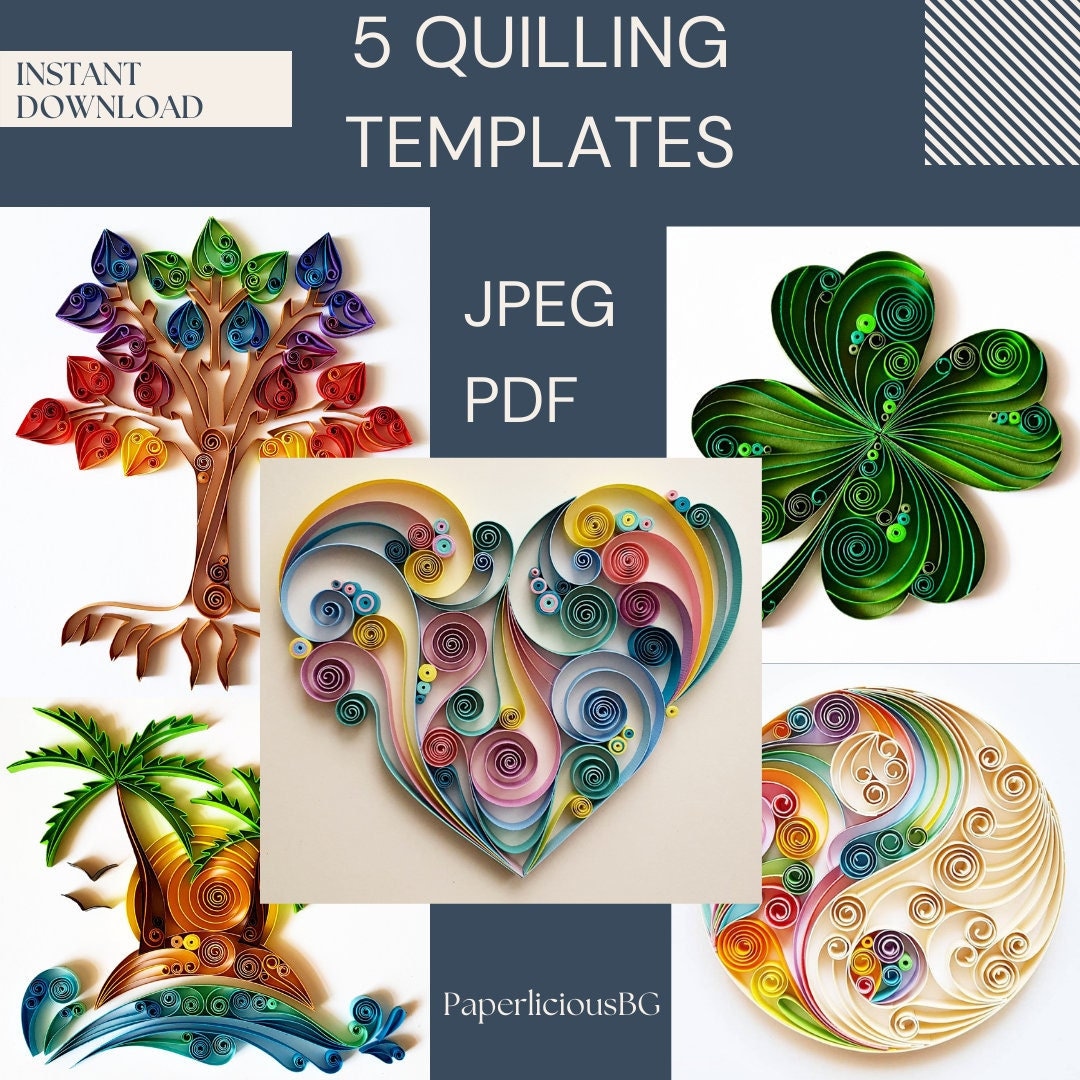 5 Quilling Templates for Begginers, Quilling Pattern, Quilling Template Easy Instructions ...