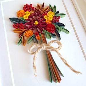 Quilled Autumn Bouquet, Autumn Decor, Fall decoration, Autumn wall art, Happy Thanksgiving gift, Happy birthday gift, paper anniversary image 1