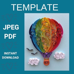 Template for Hot air balloon, Quilling pattern, Quilling Template easy instructions, Quilling template, Beginner Pattern template Quilling