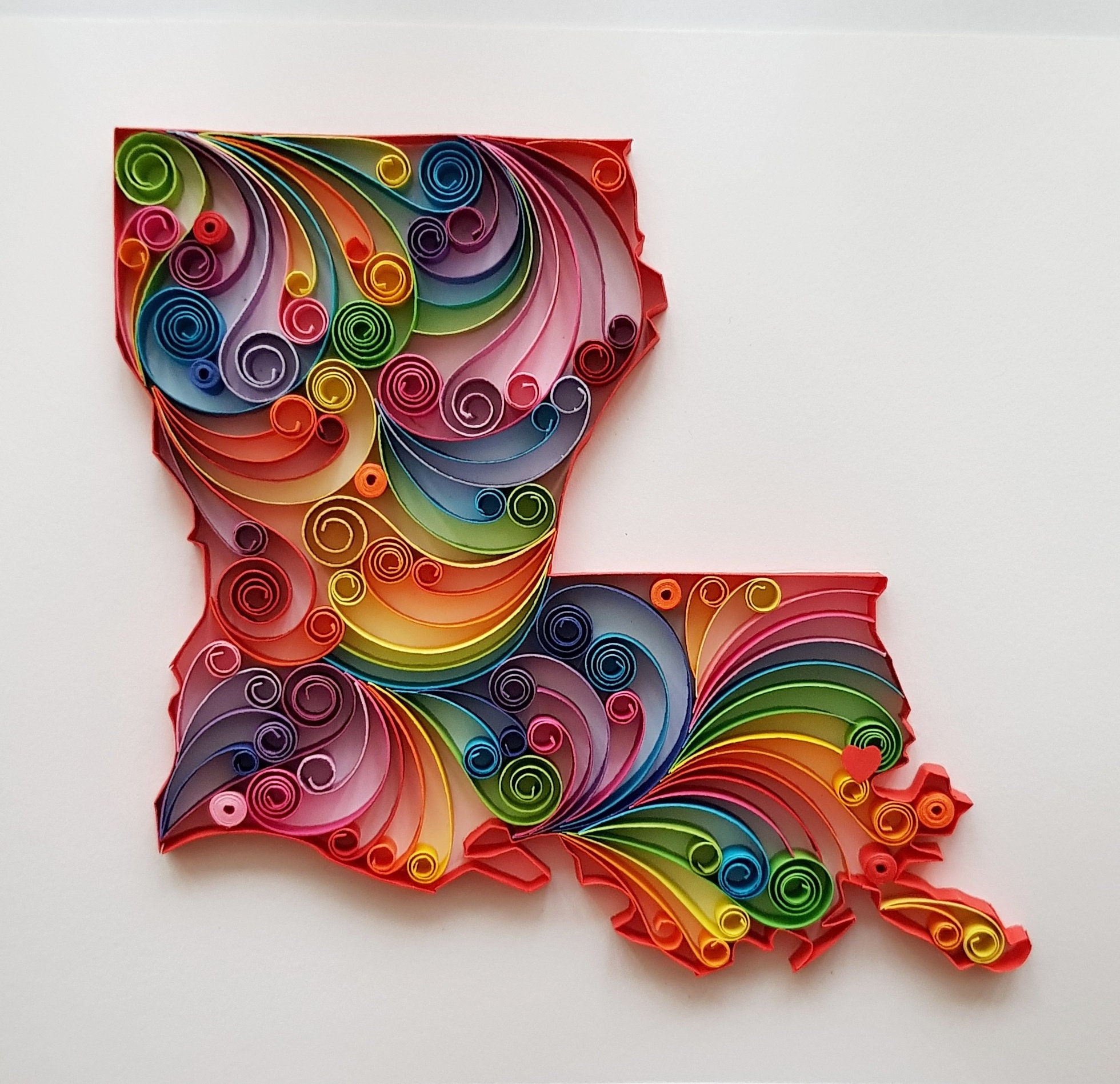 Louisiana Map Art Custom Map Art Paper Art State Map Art Etsy