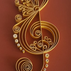 Treble Clef Wall Art, Wall Decor, Treble Clef Paper Art, Treble Clef Gift, Music Decor, Music Art, Music Gift, Gift for Musician, Quilling