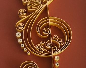 Treble Clef Wall Art, Wall Decor, Treble Clef Paper Art, Treble Clef Gift, Music Decor, Music Art, Music Gift, Gift for Musician, Quilling