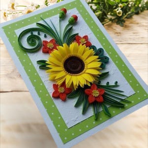 Carte de voeux fête des mères avec tournesol, carte de voeux tournesol faite main, carte de voeux toutes les occasions, anniversaire, cadeau unique pour maman