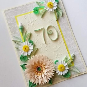 70th Birthday Card, Happy 70th Birthday Card, Age 70th Birthday, 40th, 50th, 60th, 70th, 100th Birthday Card, Happy Birthday Card, Quilling