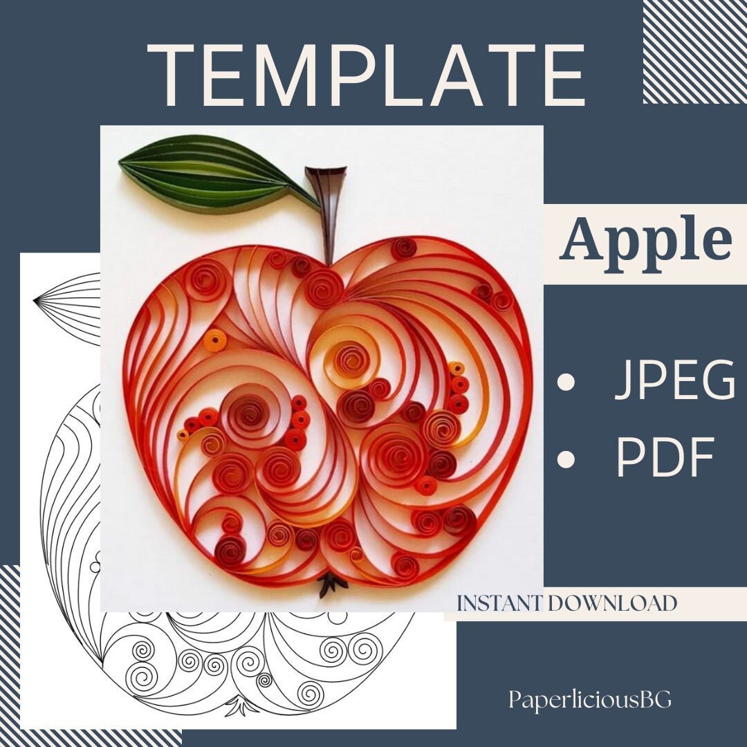 Template for Quilling Apple, Quilling Pattern, Quilling Template Easy
