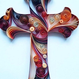 Arte de papel original Arte de quilling Cruz Decoración de pared Cruz Decoración del hogar Regalo único Cruz colgante de pared Arte de pared con cruz Decoración de cruz