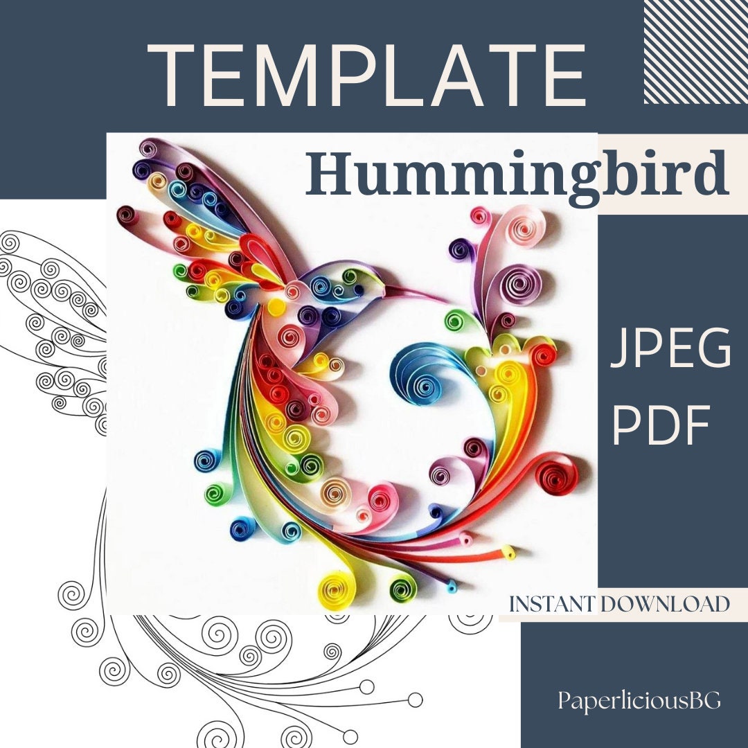 Template for Hummingbird, Quilling Pattern, Quilling Template Easy ...