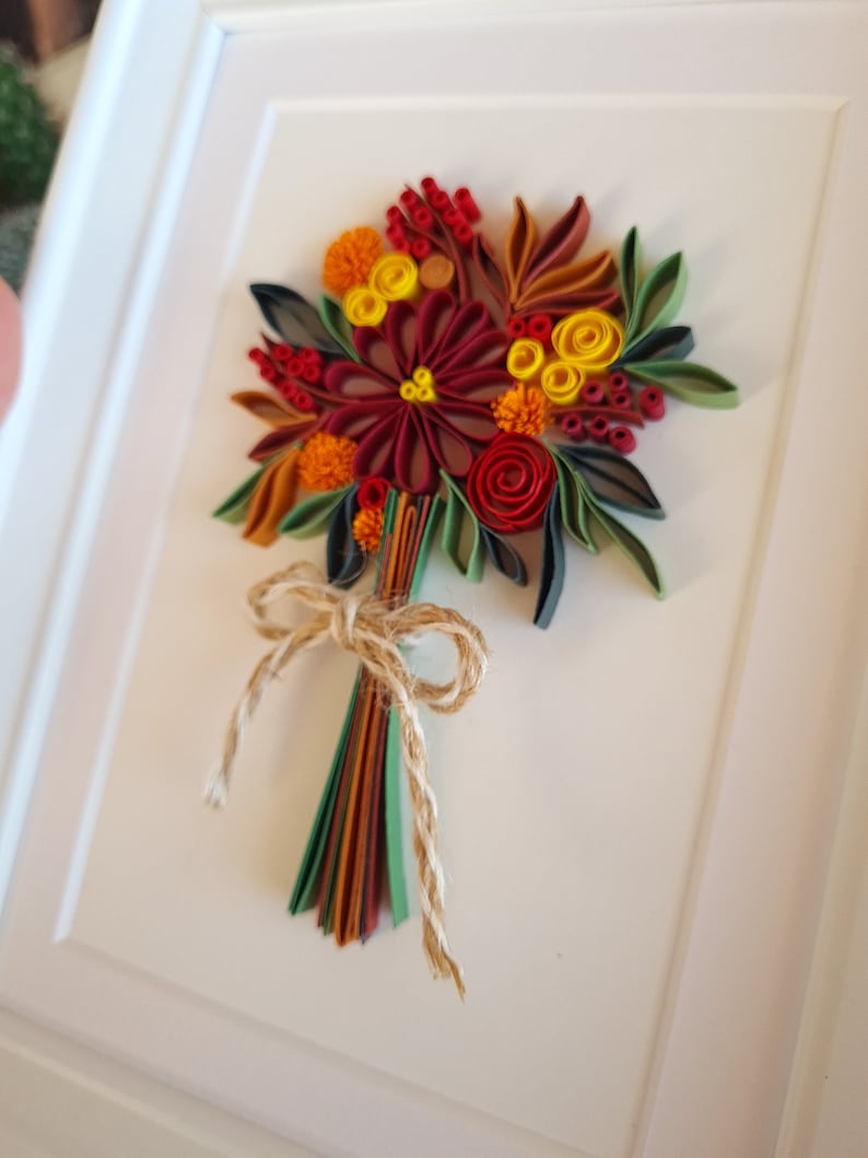 Quilled Autumn Bouquet, Autumn Decor, Fall decoration, Autumn wall art, Happy Thanksgiving gift, Happy birthday gift, paper anniversary image 4