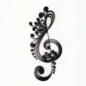 Kunst aan de muur solsleutel, wanddecoratie, solsleutel papierkunst, solsleutel cadeau, muziekdecor, muziekkunst, muziekcadeau, cadeau voor muzikant, filigraan
