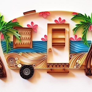 Camper Wall Art, Camper Van Decor, Caravan decor, gift for campers, camper travel wall art, camper gift, quilling, camping gift for couples
