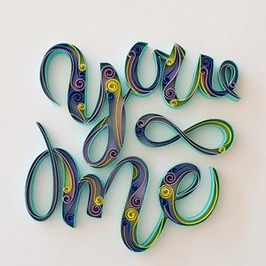 first anniversary gift, paper anniversary, gift for her, gift for him, anniversary gift, quilling art, paper art, wall decor, you and me