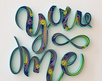first anniversary gift, paper anniversary, gift for her, gift for him, anniversary gift, quilling art, paper art, wall decor, you and me
