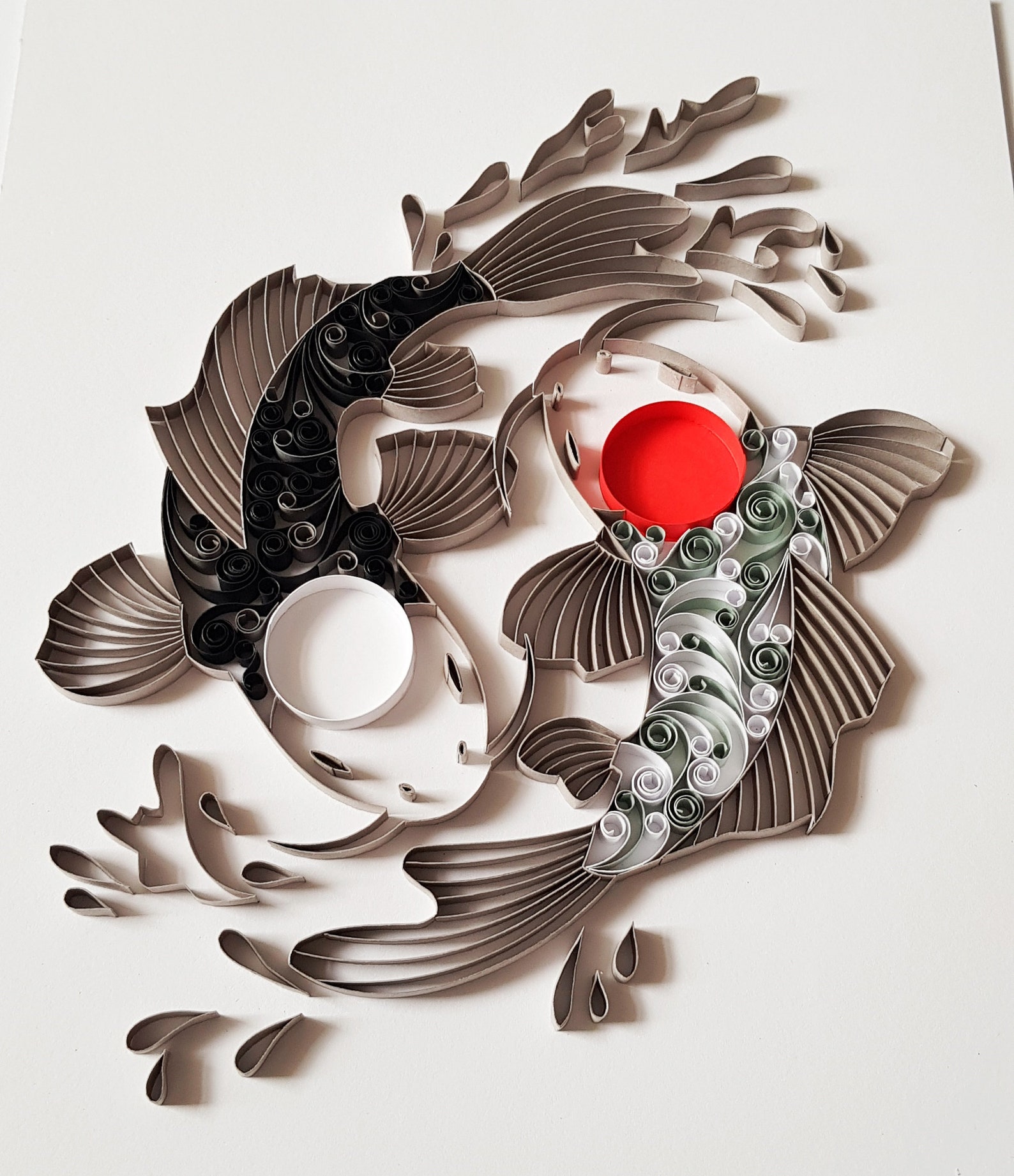 Yin Yang Quilling Art Koi Fish Paper Art Quilled Paper Art Etsy