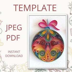 Template for Christmas Quilling ornament, Quilling pattern, Quilling Template easy instructions, Beginner Pattern and template