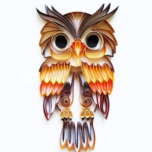 Eulen-Papierkunst, Eulen-Kunst, Eulen-Wandkunst, Eulen-Dekor, Eulen-Liebhaber-Geschenk, Geburtstagsgeschenk, Papierjubiläum, Kinderzimmer-Dekoration