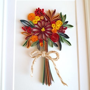 Quilled Autumn Bouquet, Autumn Decor, Fall decoration, Autumn wall art, Happy Thanksgiving gift, Happy birthday gift, paper anniversary image 7