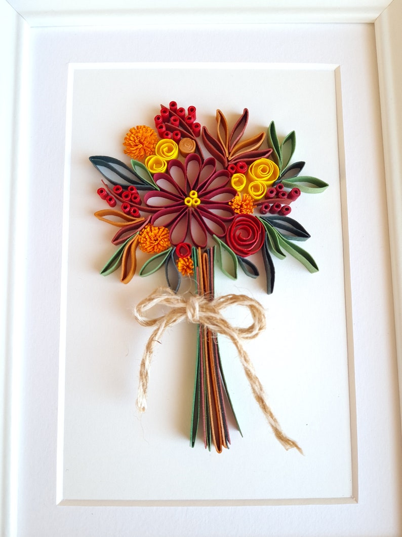 Quilled Autumn Bouquet, Autumn Decor, Fall decoration, Autumn wall art, Happy Thanksgiving gift, Happy birthday gift, paper anniversary image 7
