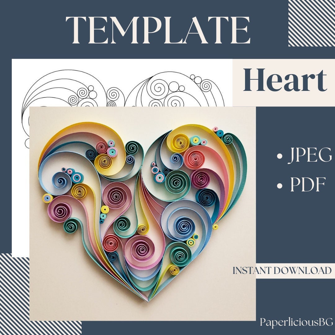 Template for Quilling Heart Quilling Pattern Quilling Template Easy