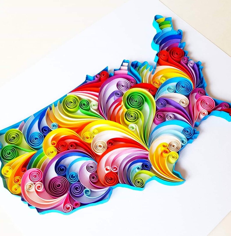 USA Map Art Custom Map Art Paper Art State Map Art Custom Etsy